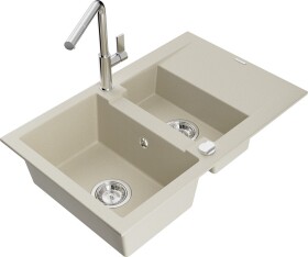 MEXEN/S MEXEN/S - Gaspar granitový drez 1.5 s odkvapkávačom vrátane batérie Flora, béžová 6507-69-670401-00