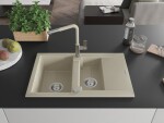 MEXEN/S MEXEN/S - Gaspar granitový drez 1.5 s odkvapkávačom vrátane batérie Flora, béžová 6507-69-670401-09