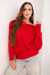 Dámsky asymetrický netopierí sveter viskóza červená UNI