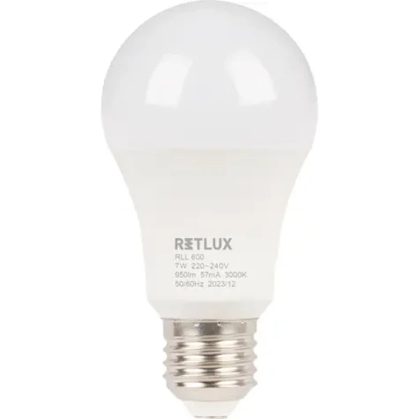 Retlux RLL 600 A60 E27 bulb 7W / 950 lm / 3000K - teplá biela / D (8590669362400)