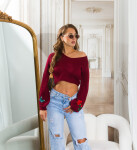 Sexy KouCla Crop knit sweater with patches Einheitsgroesse