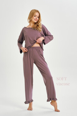 Taro Zoya 3439 long/r S-XL Z25/26 dámske pyžamo Kakao L