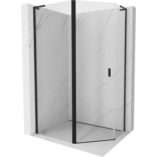 MEXEN/S - Mist Lsprchovací kút päťboký krídlový asymetrický 90 x 80, transparent, čierna 8A8L-090-080-70-00