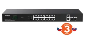 Tenda TEG1120P-16-250W / Switch / 18 portov / Gigabit / 2x SFP / PoE+ 802.3at / 230 W / Rack (75011996)