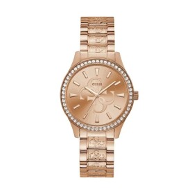 GUESS hodinky Rose Gold-Tone Quattro G Analog Watch Ružovozlatá
