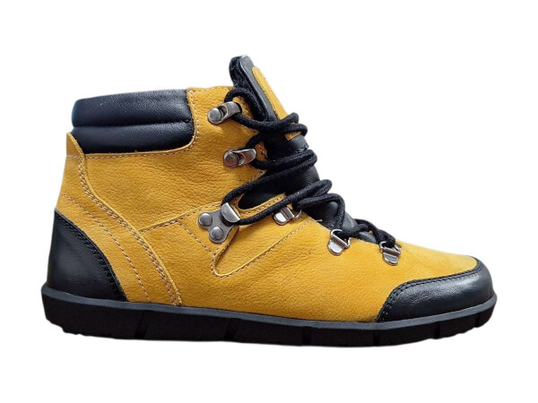 Wild 017-26017 Dámske celokožené barefoot členkové topánky horčicové 37