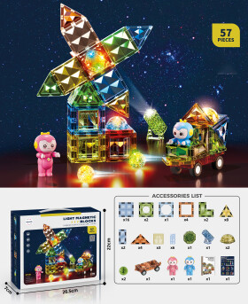 Mamido Mamido Magnetická svietivá stavebnica 57 dielov Diamond Surface