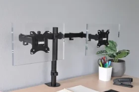 AVELI DESQ / Držiak pre dva monitory / kĺbový / VESA 75x75, 100x100 / nosnosť 9 kg/monitor (1714)