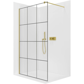 CERANO - Sprchová zástena Walk-in Onyx Round Ľ/P - 8 mm - guľatá vzpera - zlatá, industriálne sklo - 90x200 CER-8050BD228