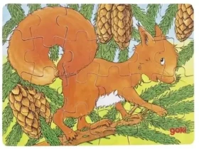 GOKI Drevené puzzle Lesné zvieratká: Veverička