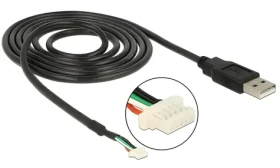 DeLock USB kábel pre kamerový modul / Kábel / USB 2.0 A Mini-B 5-pin / 1,5 m / čierna (95986)