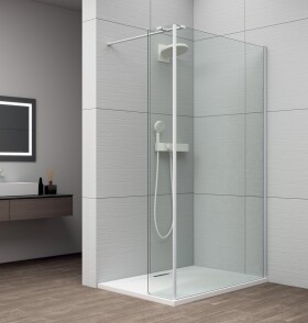 POLYSAN - ESCA WHITE MATT sprchová zástena s inštaláciou k stene 1500 a prídavným panelom 585, číre sklo ES1015ES1060W