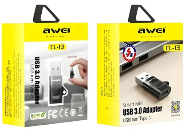AWEI CL-13 čierna / Adaptér / USB-C - USB-A / USB 3.0 / 5 Gb/s (CL-13)