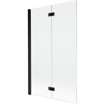 MEXEN - MIST vaňová zástena 110x150 cm 6mm 2-s, čierna, číra, ľavá 8A9-110-002-70-00-L