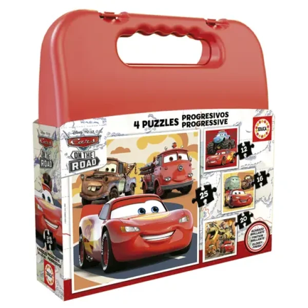 Educa Puzzle v kufríku Autá 4v1