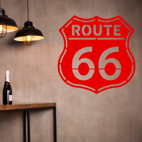 Veselá Stena Samolepka Route 66 Farba: červená, Veľkosť: 100 x 100 cm