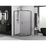 MEXEN - Exo sprchovací kút päťboký krídlový 90 x 80, transparent, čierna 812-090-080-70-00