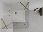 MEXEN/S - Roma sprchovací kút 80x80, kyvný, číre sklo, zlatý + vanička 854-080-080-50-00-4010