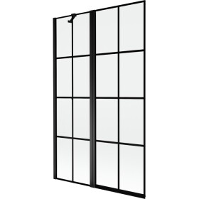 MEXEN - MIST vaňová zástena 110x150 cm 6mm f+s, čierna, dekor, ľavá 8A9-110-011-70-77-L