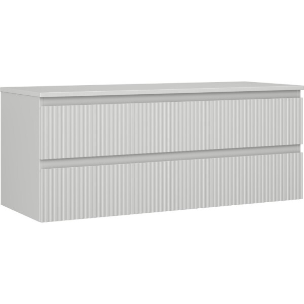 MEXEN/S - Rivel kúpeľňová skrinka pod umývadlo 120 cm s doskou, 2 zásuvky, reliéf, šedá mat 91A20-12047-2-BFFC62