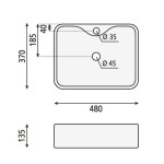 SAPHO - BALENA keramické umývadlo na dosku 48x37cm, čierna mat BH7013B