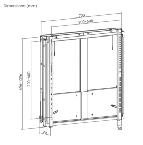 Equip 650345 / Nástenný držiak TV / 55 "-86" / ručne výškovo nastaviteľný / nosnosť 65 kg / VESA max. 600x600 (650345)