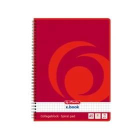 Herlitz Poznámkový blok A5 / štvorčekový / červený / 80 listov (297531)