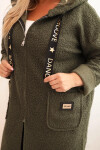 Dámska strihová bunda Plus Size s kapucňou a vreckami khaki UNI