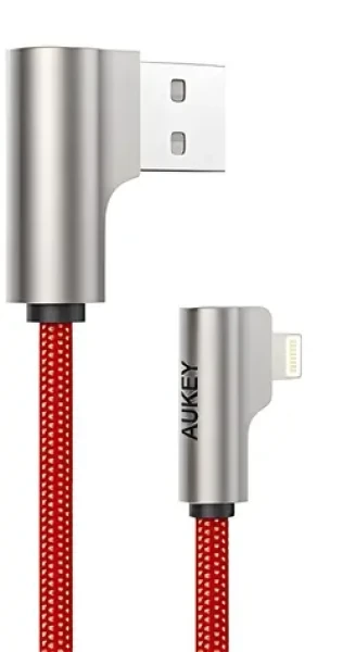 OEM kábel Lightning - USB-A 90° červená / Dátový kábel / 2 m / MFi certifikácia / nylonový opletenie (CB-AL01 Red OEM)
