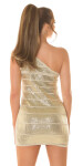 Sexy One-Shoulder Disco-dress with sequins BEIGE Einheitsgroesse