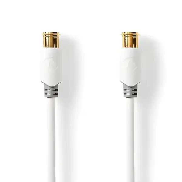 Nedis F Quick kábel F(M)-F(M) pozlátený biela / Kábel / 75 Ohm / 90 dB / dvojité tienenie / 5 m / PVC (CSBW41300WT50)