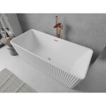 MEXEN/S - Nila voľne stojaca vaňa reliéf 170 x 75, biela, sifón a prepad meď kartáčovaná 52841708000-65