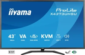 42.5" IIYAMA ProLite X4373UHSU-B2 čierna / LED / VA / 3840 x 2160 / 16:9 / 3 ms / 4000:1 / 450cd-m2 / VESA (X4373UHSU-B2)