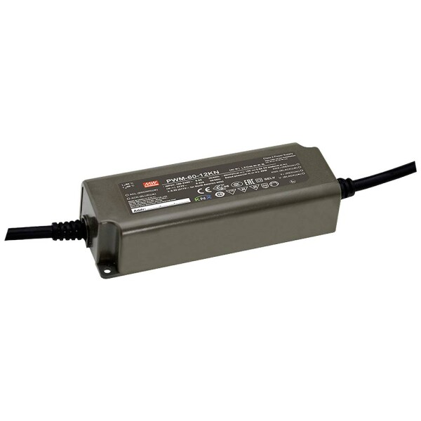 MEAN WELL PWM-60-12KN LED driver konštantné napätie 60 W 5 A 12 V/DC stmievateľný, montáž na nehorľavom povrchu, schválenie nábytku, outdoorový, PFC spínacie; PWM-60-12KN