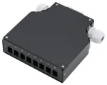 Xtendlan mini rozvádzač DIN lišta čierny / Rozvádzač / optický / 8x SC Simplex / 4 vstupné otvory / krytka (ORSDIN-408-SCSB)