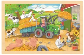 GOKI Drevené puzzle Malý traktor