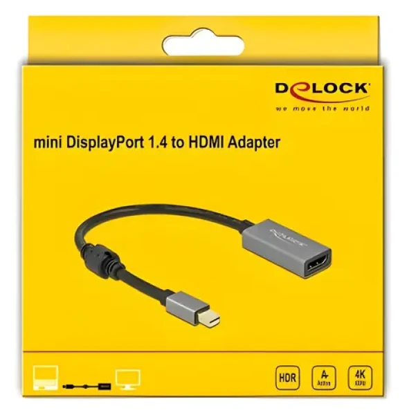 DeLock 66570 / Adaptér / mini DisplayPort 1.4 (M) - HDMI (F) / aktívny / 4K / 60 Hz (66570)