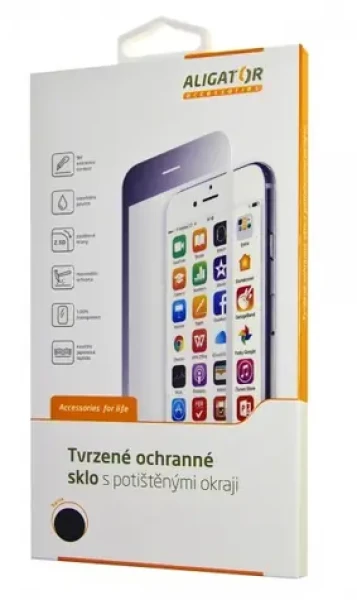 Aligator GLASS PRINT Ochranné tvrdené sklo pre Xiaomi Redmi Note 7 čierna / celoplošné lepenie (8595181134047)