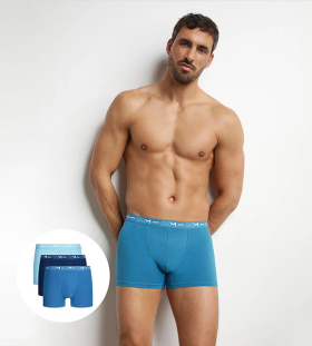 Pánske boxerky 3 ks DIM COTTON STRETCH BOXER 3x - DIM - svetlomodré L