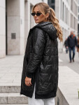 Dlhá dámska prešívaná bunda s kapucňou, čierna, FashionStreet TY5809 L