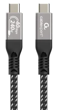 Gembird CCBP-USB4-CMCM240-0.5M čierna / Kábel USB-C na USB-C4 / USB4 Gen 3x2 / 40 Gbps / 240 W / 0,5 m (CCBP-USB4-CMCM240-0.5M)