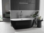 MEXEN/S - Eos voľne stojaca vaňa 150 x 75, biela/čierna, sifón a prepad grafit metal 52471507575-95