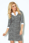 Dámske spoločenské šaty COLLAR short SAF-110-2 sivá/biela - Numoco XL bílá/černá