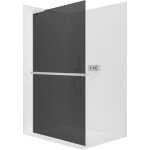 CERANO - Sprchová zástena Walk-in Onyx L-ľavá vzpera - 8 mm + polička/držiak na uteráky - chróm, grafitové sklo - 130x200 CER-8050BD903