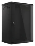 Lanberg WF01-6418-10B čierna / Nástenný rozvádzač / 19" / 18U / 600x450 mm / Flat pack / Sklenené dvere (WF01-6418-10B)