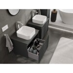 MEXEN/S - Rivel kúpeľňová skrinka pod umývadlo 60 cm s doskou, 1 šuplík, reliéf, grafit mat 91A20-06047-1-BFC66
