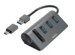 HAMA 200140 USB-A/C húb sivá / 3x USB-A / microSD / SD (200140)