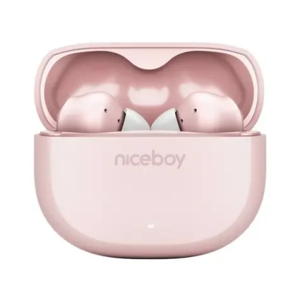 Niceboy Pods 4 ružové / Bezdrôtové slúchadlá s mikrofónom / Bluetooth 5.0 / IPX5 / nabíjacie púzdro (pins-4-pink)