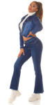 Sexy dark denim used look flarred Jeans denimblue