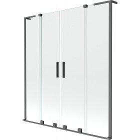 MEXEN/S - Velar L Duo dvojkrídlová posuvná vaňová zástena 150 x 150, transparent, grafit metal 896-150-003-02-95
